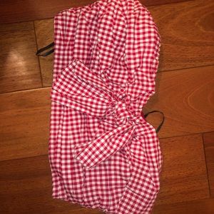 Gingham red crop top